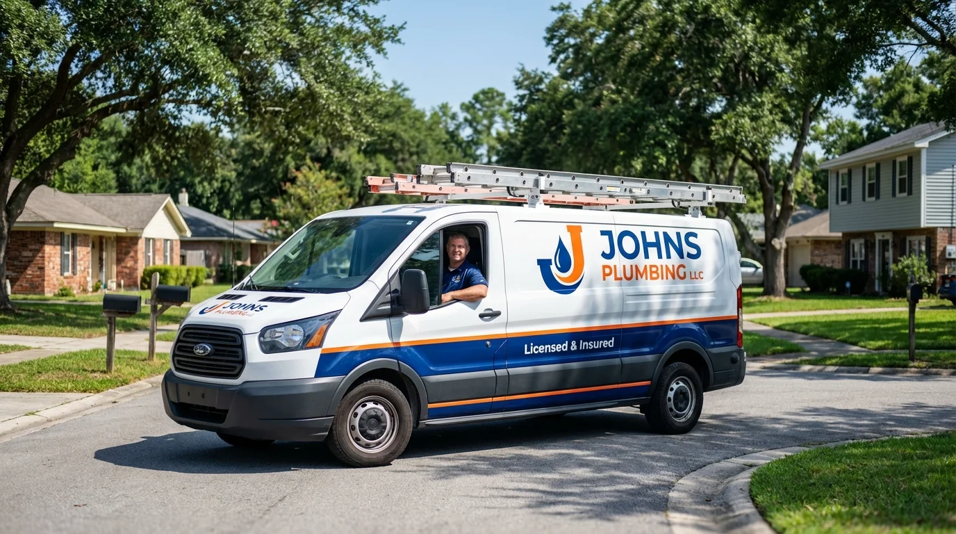 Johns Plumbing LLC service van in Green Springs, OH