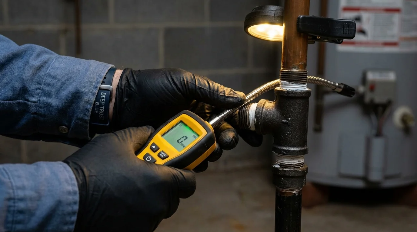 Gas leak detection with electronic sniffer by Johns Plumbing LLC in Green Springs