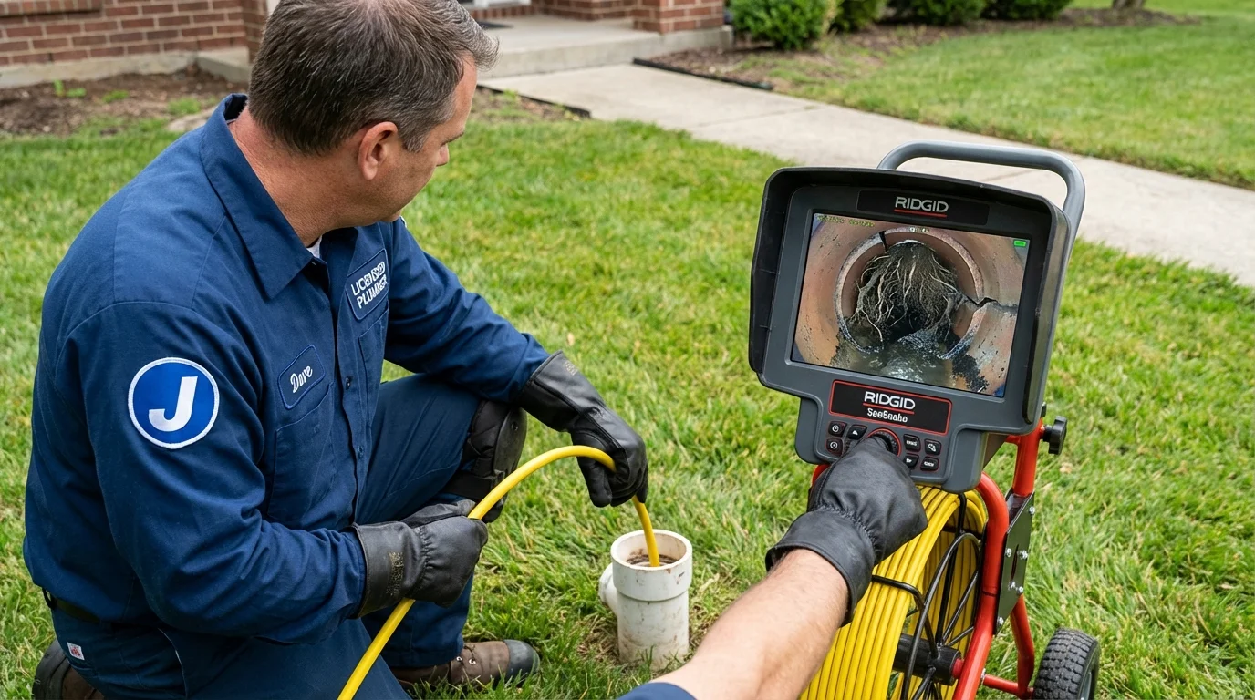 Sewer camera inspection being performed by Johns Plumbing LLC in Green Springs
